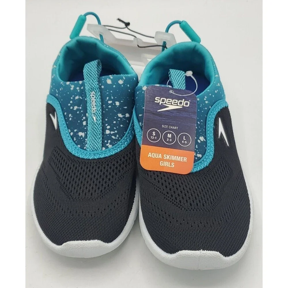 Speedo JUNIORS Girls Black Teal Aqua Skimmer Water Shoe Size Sm 13 - 1 New